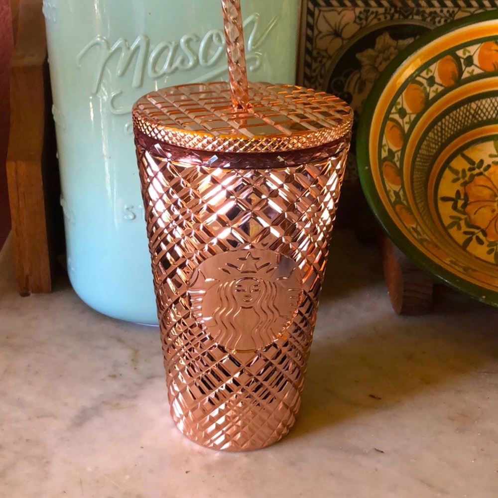 Starbucks 2023 Winter Holiday Rose-gold Jeweled 16 Oz Tumbler New never used